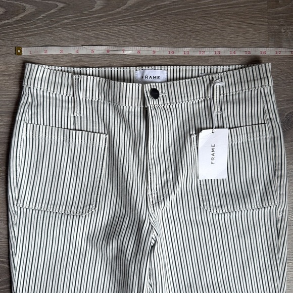 NEW Frame Le Bardot Crop Flare striped mid-rise kick-flare jeans 31 - Picture 8 of 15